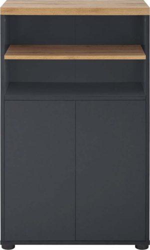Antracitová vysoká koupelnová skříňka v dekoru dubu 60x102 cm Thessa – Støraa