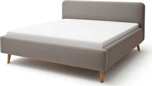 Šedohnědá čalouněná dvoulůžková postel s úložným prostorem s roštem 160x200 cm Mattis – Meise Möbel