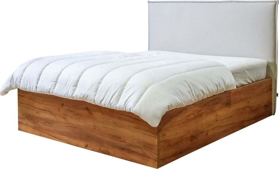 Béžovo-přírodní dvoulůžková postel s úložným prostorem s roštem 140x190 cm Cara – Bobochic Paris