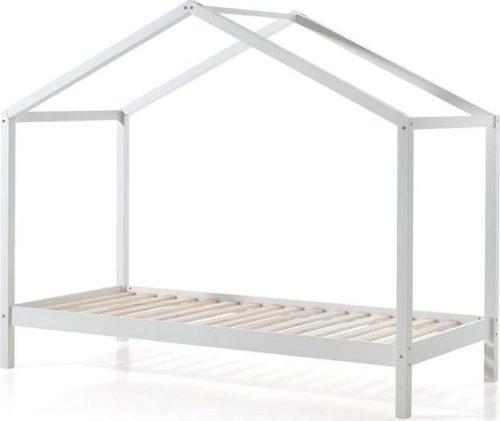 Bílá domečková dětská postel z borovicového dřeva 90x200 cm DALLAS – Vipack