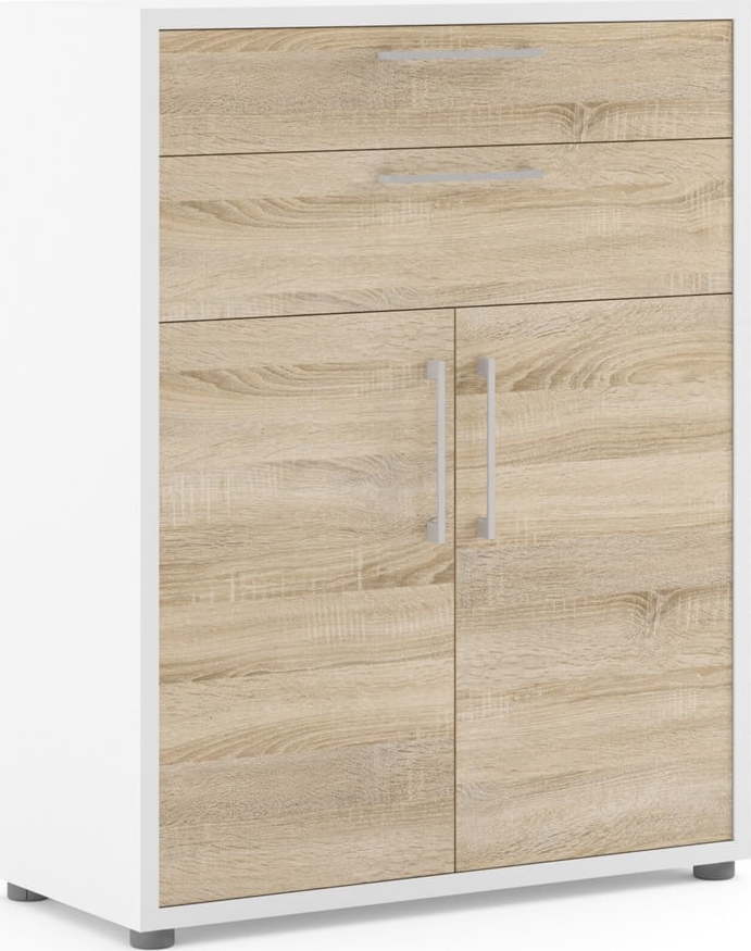 Bílá/v přírodní barvě modulární knihovna v dekoru dubu 89x113 cm Prima – Tvilum