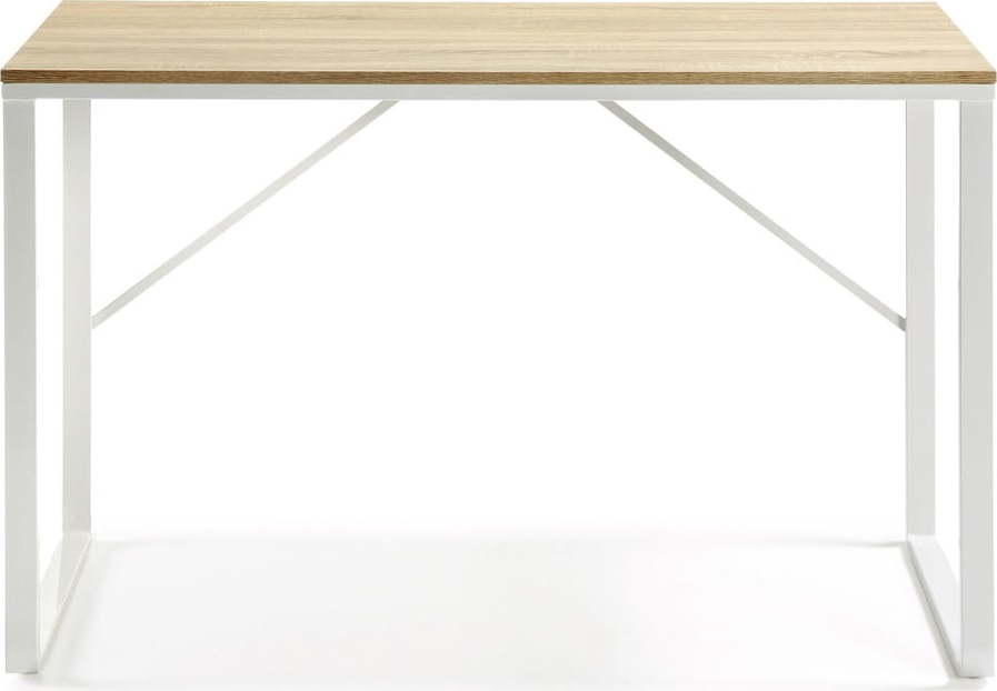 Bílý psací stůl s deskou v dřevěném dekoru Kave Home Lisbet