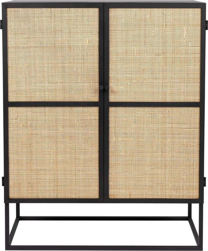 Černá ratanová vysoká komoda 80x100 cm Guuji - White Label