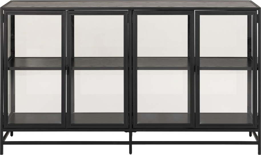 Černá vitrína v dekoru jasanu 152x86 cm Seaford – Actona