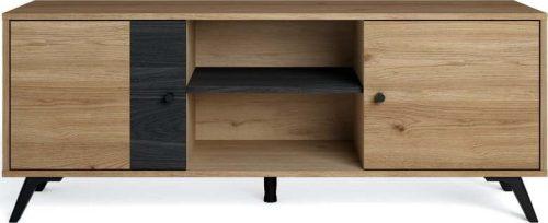 Černý TV stolek v dekoru dubu 136x53 cm Natura - Marckeric