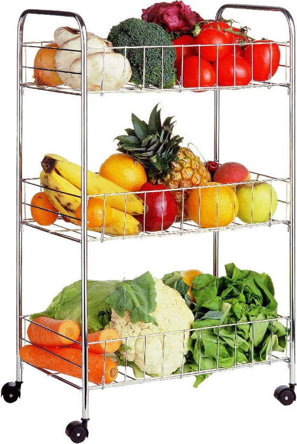 Kovový pojízdný regál ve stříbrné barvě 36x64 cm – Premier Housewares