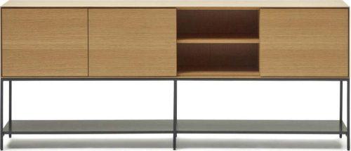 Nízká komoda v dekoru dubu v přírodní barvě 195x80 cm Vedrana – Kave Home