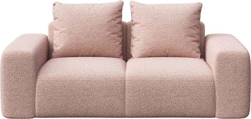 Světle růžová pohovka z textilie bouclé 212 cm Feiro – MESONICA