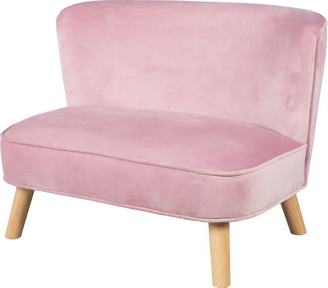 Světle růžová sametová dětská pohovka 70 cm Lil Sofa – Roba