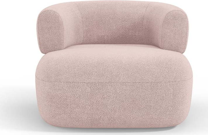 Světle růžové křeslo z textilie bouclé Jenny – Micadoni Home