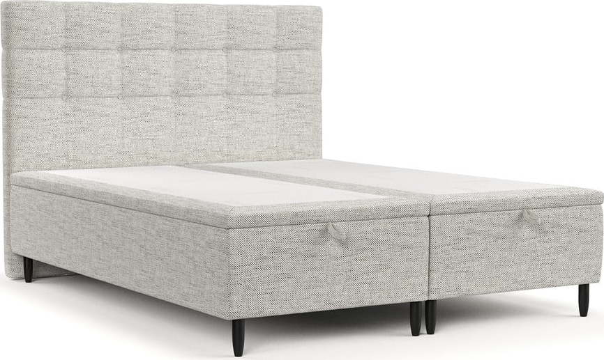 Světle šedá čalouněná dvoulůžková postel s úložným prostorem 200x200 cm Senses – Maison de Rêve