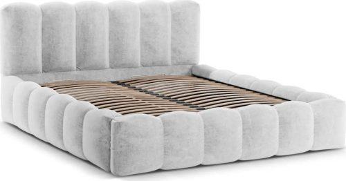 Světle šedá čalouněná dvoulůžková postel s úložným prostorem a roštem 180x200 cm Lupine – Micadoni Home