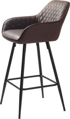 Tmavě hnědá barová židle z imitace kůže (výška sedáku 67 cm) Milton – Unique Furniture