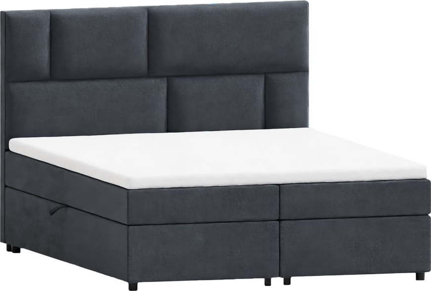 Tmavě šedá boxspring postel s úložným prostorem 160x200 cm Lola – Ropez