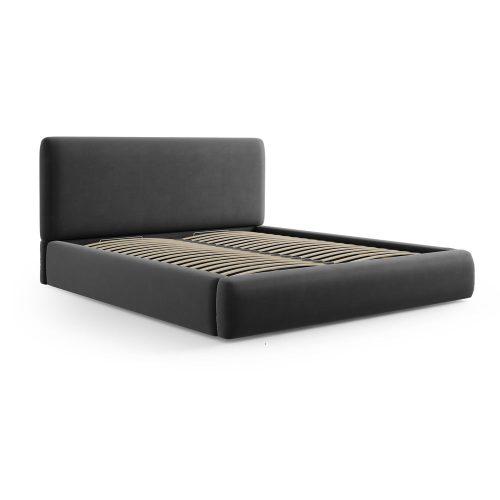 Tmavě šedá čalouněná dvoulůžková postel s úložným prostorem s roštem 140x200 cm Colonel – Cosmopolitan Design
