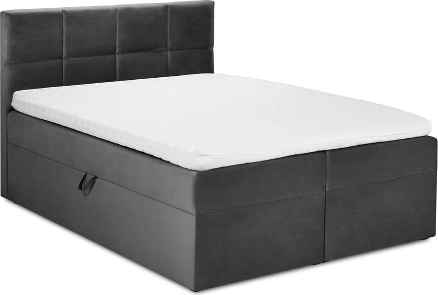 Tmavě šedá boxspring postel s úložným prostorem 200x200 cm Mimicry – Mazzini Beds