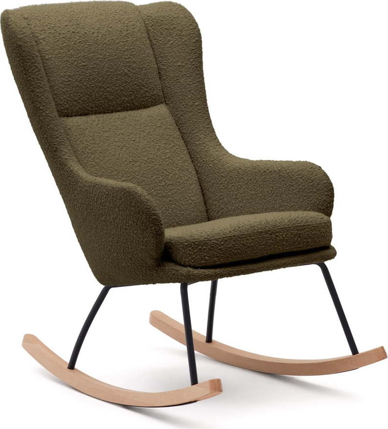 Zelené houpací křeslo z textilie bouclé Maustin – Kave Home